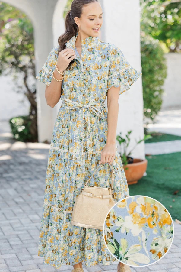 The Victorious Blue Floral Maxi Dress | The Mint Julep Boutique