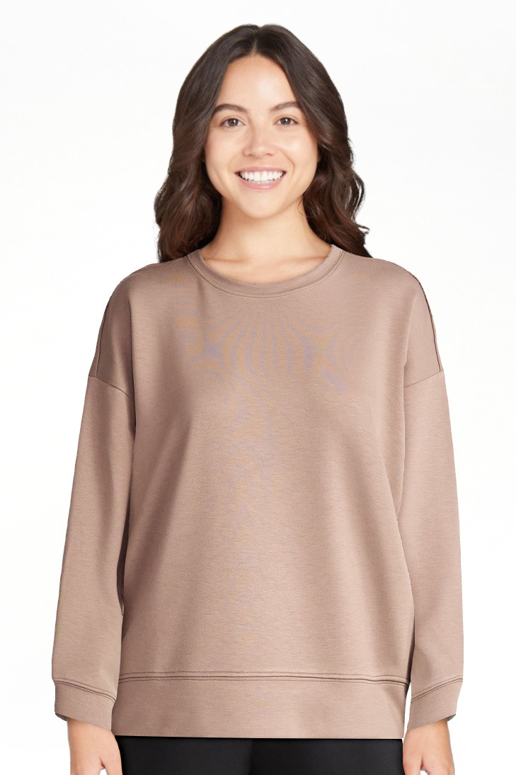 Scoop Women's and Women's Plus New Scubaknit Cropped Sweatshirt with Drop Sleeves, Sizes XS-4X - ... | Walmart (US)