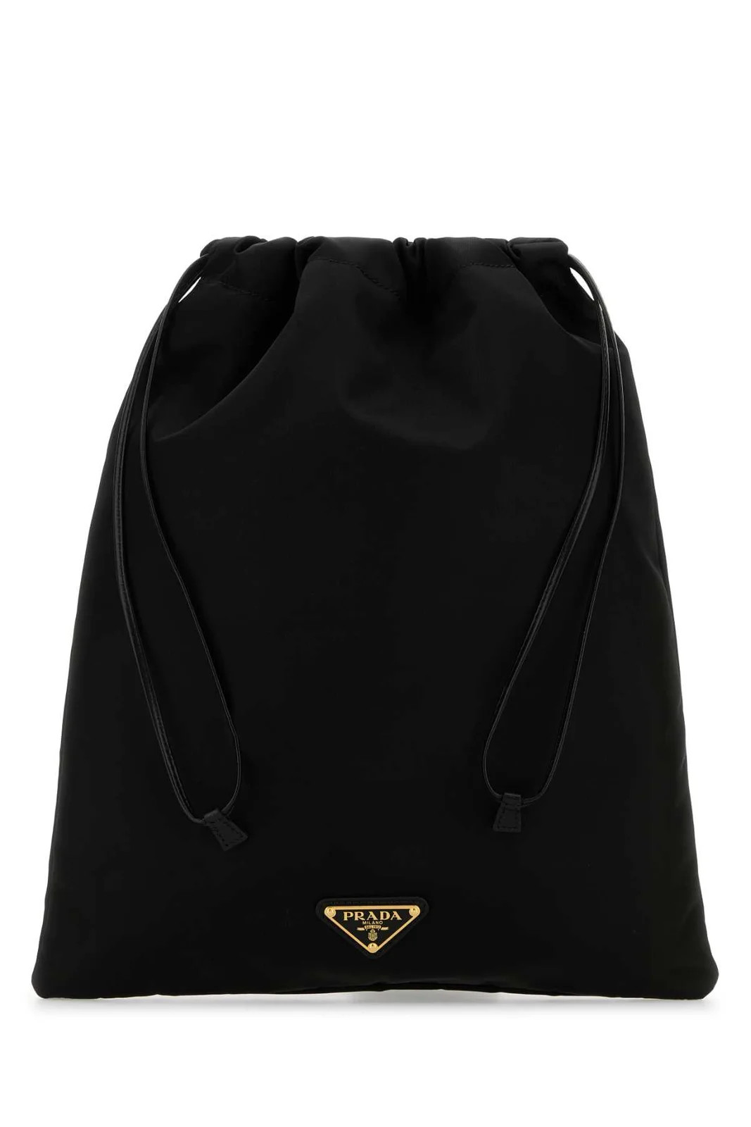 Prada Logo Plaque Drawstring Clutch Bag | Cettire Global