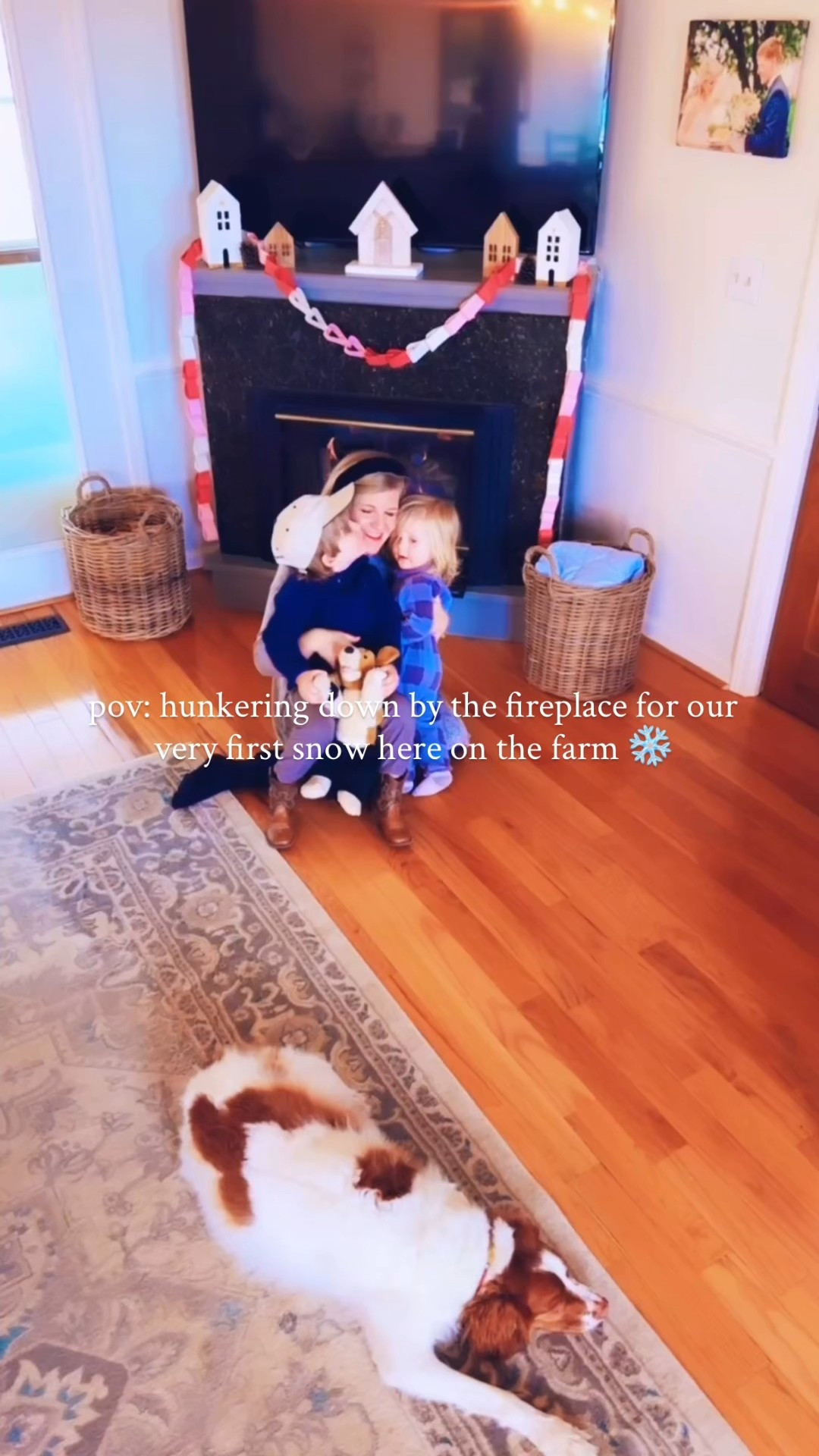 Nothing like hunkering down by the cozy fireplace 🔥 with my favorite people in the world 🤱🫶🏽👶🏼 for the winter ❄️ storm 🌨️ headed our way 🤭 this evening 🌌 and what will be our very first snow ☃️ on the farm!! 🏡🕯️🤍 #firstsnowonthefarm 

The fireplace is crackling 🥰🔥🏡 and now we just wait on the winter storm!!🌨️❄️ Praying for everyone to stay safe 🙏🏽 and warm out there!! 🕯️☃️