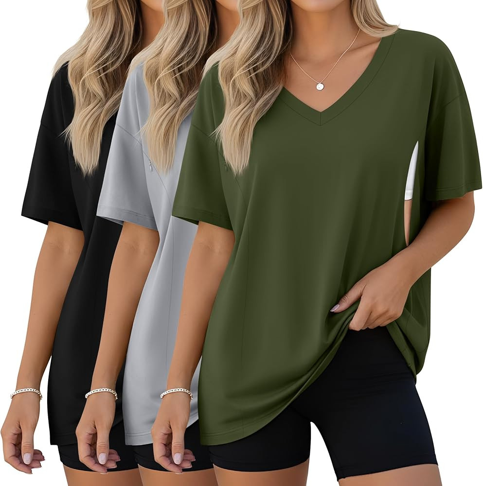 Sweetyweee 3 Pack Women's Oversize Nursing Shirts for Breastfeeding with Hidden Zippers Loose Fit... | Amazon (US)