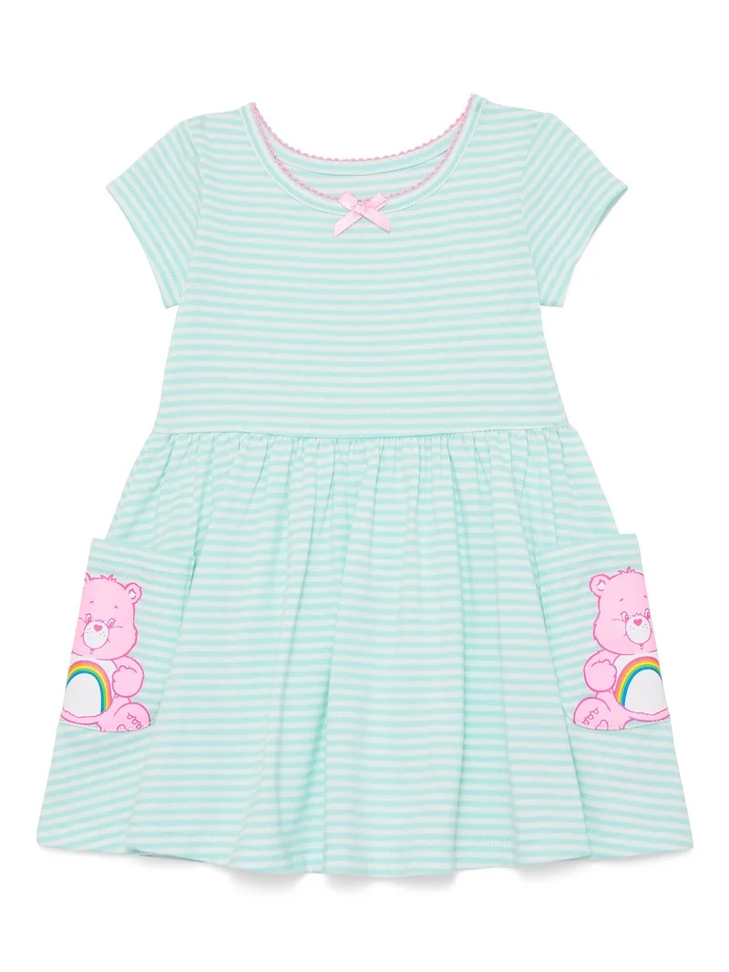 Care Bears Toddler Girls Short Sleeve Striped Dress with Graphic Pockets, Sizes 12M-5T | Walmart (US)