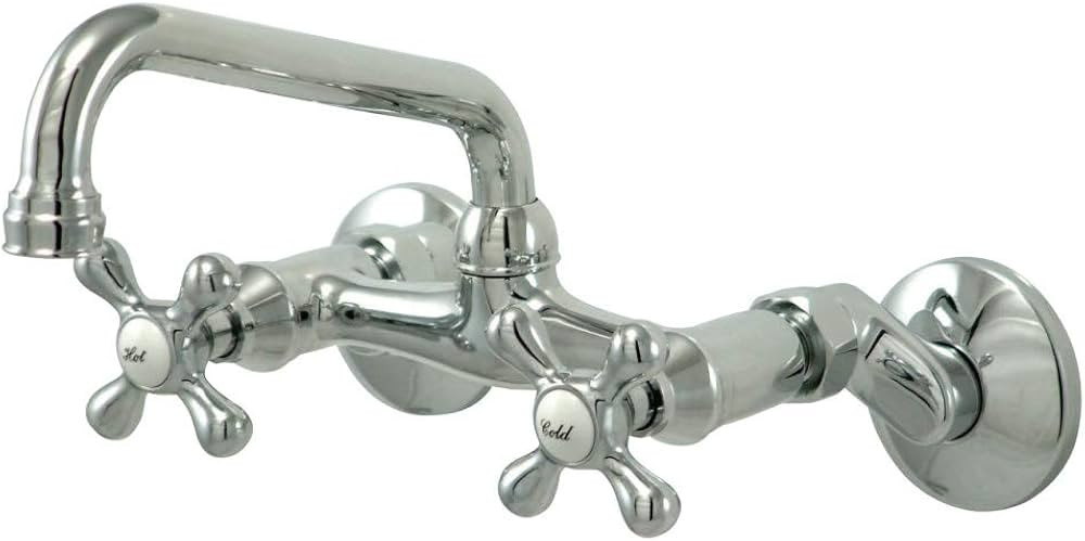 Kingston Brass KS213C Kingston Adjustable Center Wall Mount Kitchen Faucet, 7", Polished Chrome | Amazon (US)