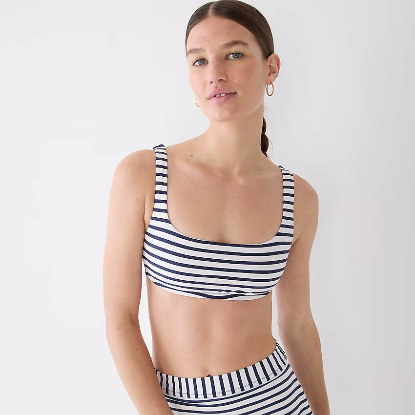 Squareneck bikini top in classic stripe | J. Crew US