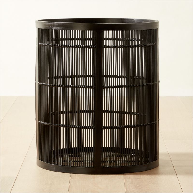 Ronan Modern Large Black Bamboo Basket with Handles | CB2 | CB2