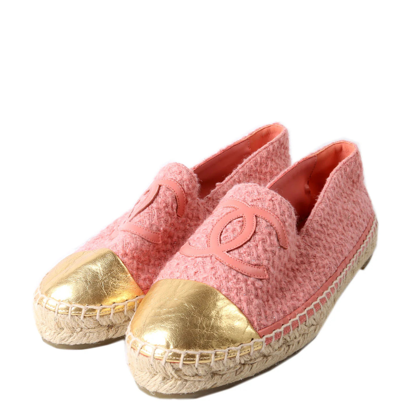 Tweed CC Espadrilles Size 40 Pink | Keeks Designer Handbags