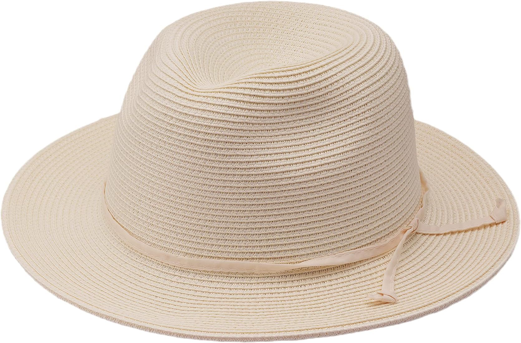 Joywant Womens Sun Fedora Hats for Women, Beach Straw Panama Hats with Wide Brim UPF 50+ | Amazon (US)