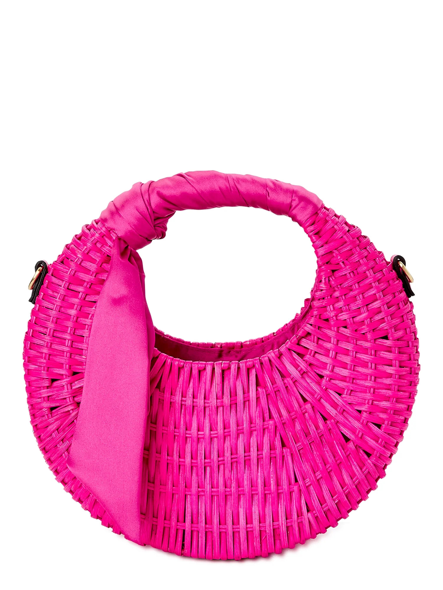 Scoop Women's Small Straw Crescent Crossbody Bag, Rose Violet | Walmart (US)