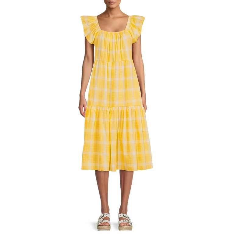 Time And Tru Women's Short Sleeve Square Neck Dress | Walmart (US)