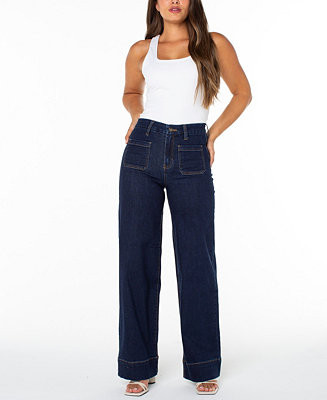Celebrity Pink Juniors' High-Rise Wide-Leg Patch-Pocket Jeans  - Macy's | Macy's