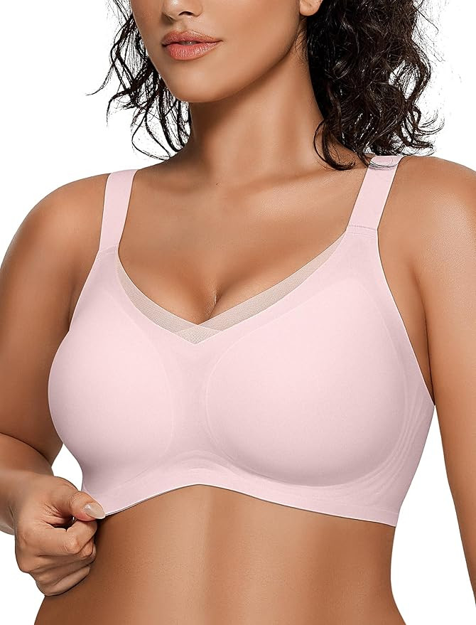 OEAK Womens Wireless Bras V Mesh Comfortable Bralette Supportive Tshirt Bra No Underwire Seamless... | Amazon (US)