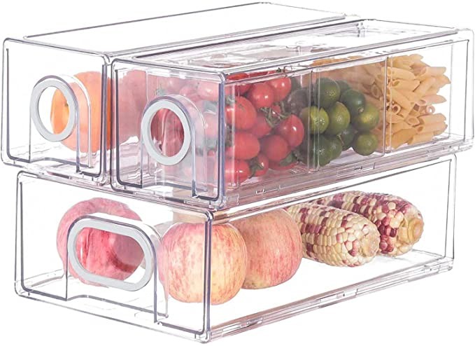 6 PCS Refrigerator Organizers And Storage Stackable Storage Drawers, Large Heavy Duty Fridge Orga... | Amazon (US)