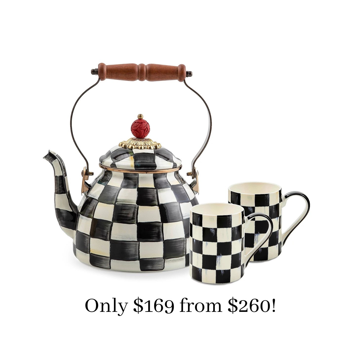 EPIC DEAL!!!! 
MacKenzie-Childs has this 2qt tea kettle and 2 coffee cups on major sale for $169 from $260! Comes in 8 different colors including the new Sky Check!

#LTKHome #LTKSaleAlert #LTKmorningroutine