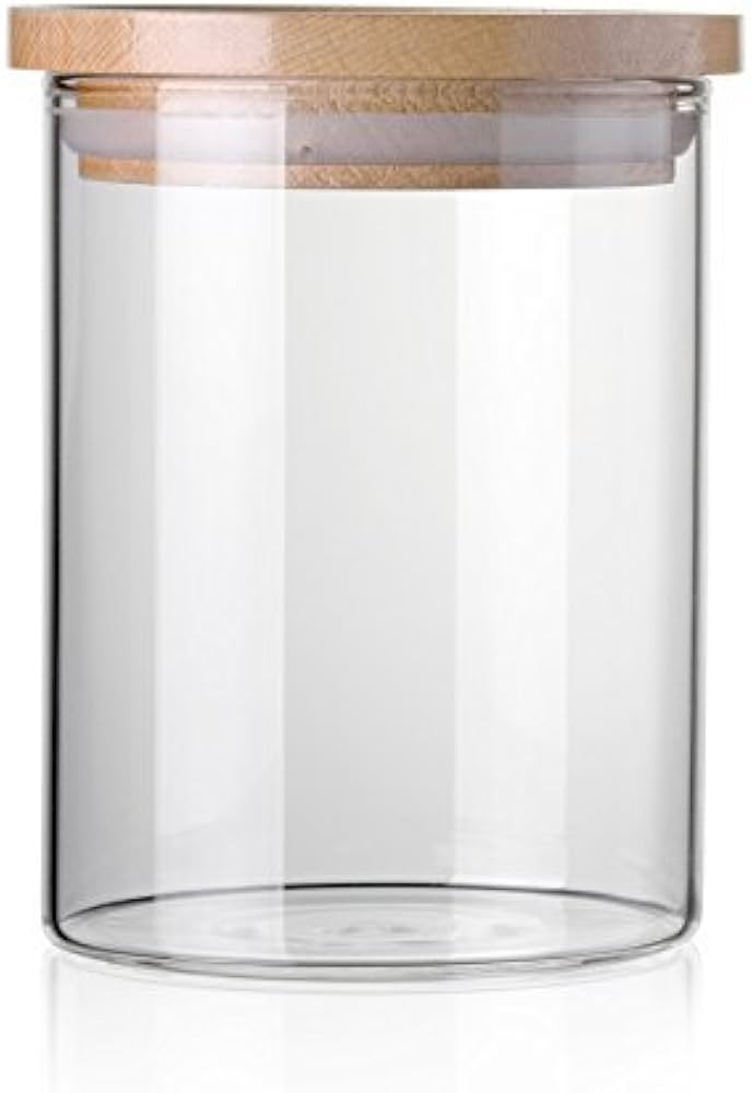 STACK UP Transparent Food Storage Canister - Safe Clear Borosilicate Glass Jar with Wooden Lid - ... | Amazon (US)