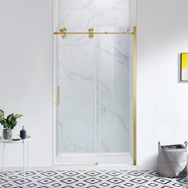 OVE Decors Sydney 46-1/2-in to 48-in W x 78.75-in H Single Frameless Sliding Gold Alcove Shower D... | Lowe's