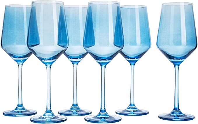 Colored Wine Glass Set,12 oz Glasses Set of 6, Unique Italian Style Tall Stemmed for White & Red ... | Amazon (US)