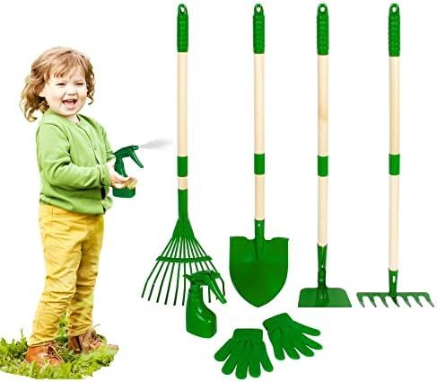 Duckura 6pcs Kids Garden Tools Set, Garden Tools for Kids, Shovel, Rake, Hoe, Leaf Rake, Gardenin... | Amazon (US)