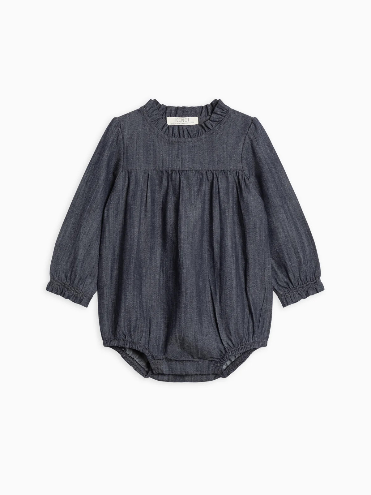 Chantal Chambray Ruffle Romper | Colored Organics