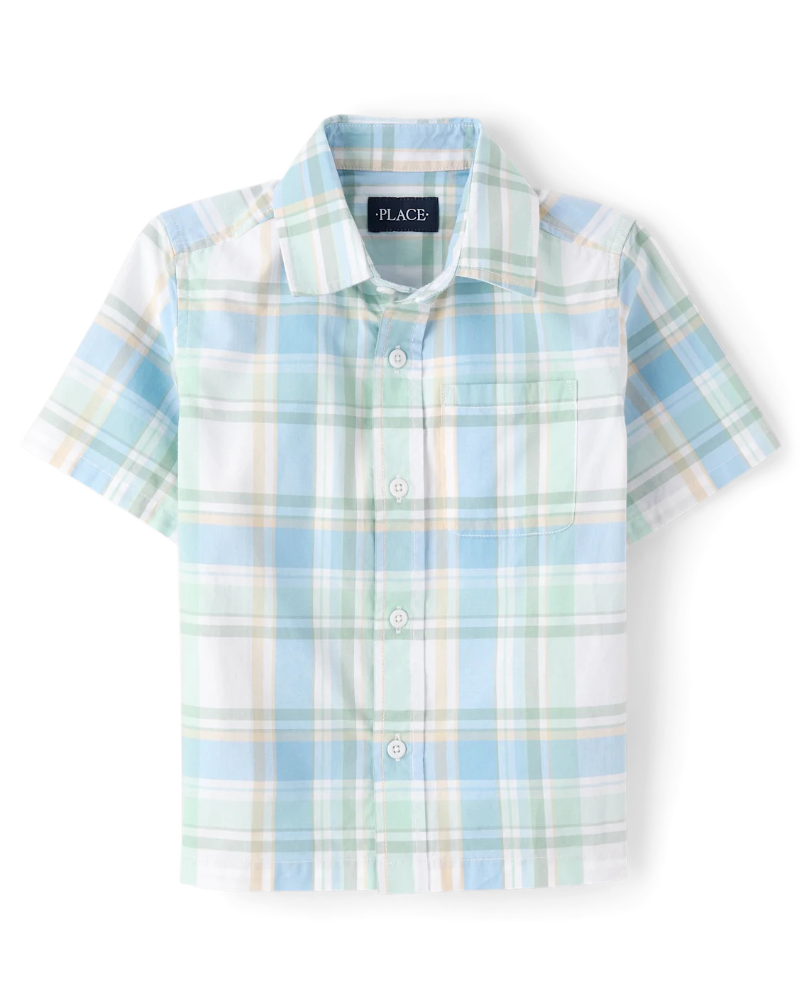 Boys Plaid Poplin Button Up Shirt - green | The Children's Place