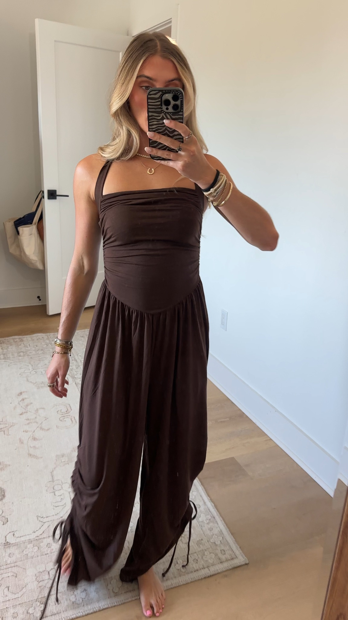 Amazon size small Fisoew Womens Casual Jumpsuits Summer Halter Straps Sleeveless Overalls Ruched Barrel Wide Leg Side-Cinch Long Pant Rompers

#LTKTravel #LTKSaleAlert #LTKootd