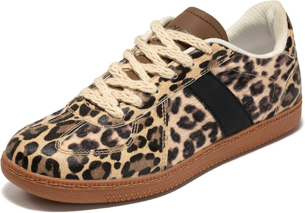 Women’s Glitter Sparkly Fashion Sneakers – Classic Retro Lace-Up Trainers with Non-Slip Gum S... | Amazon (US)