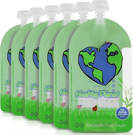 Healthy Planet Solutions Reusable Food Pouch | Clear Plastic Storage | Washable Freezable Refilla... | Amazon (CA)