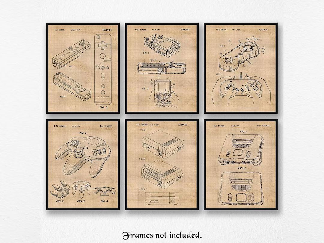 Vintage Video Games Patent Prints, 6 Unframed Photos, Wall Art Decor Gifts for Home Office Man Ca... | Etsy (US)