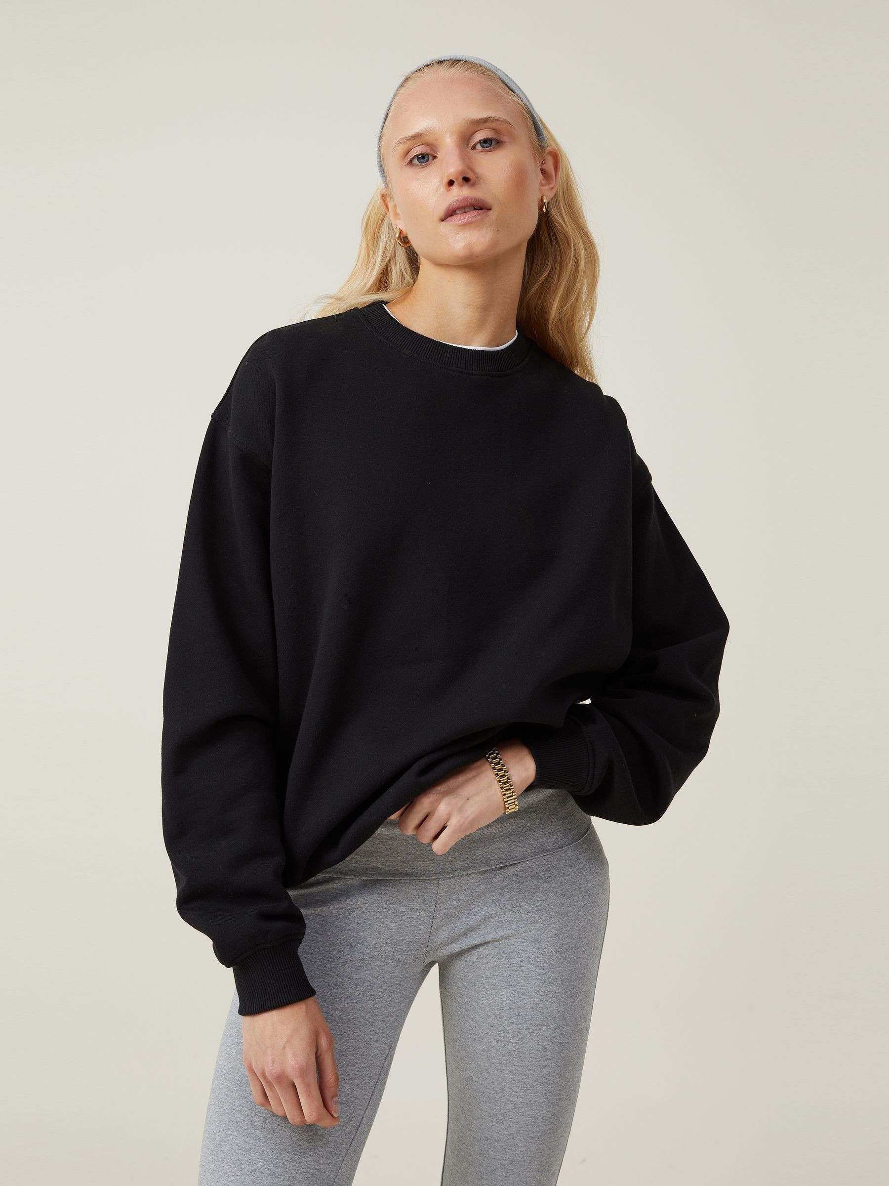 Cotton On Cotton On Black Classic Fleece Crew Sweattop | Next US