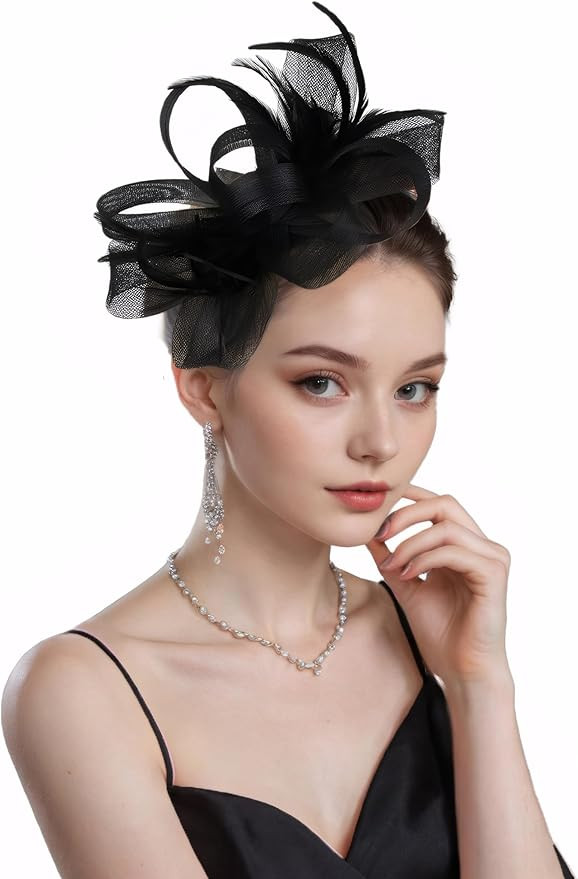 Derby Hat for Women 2025 Fascinators Hat Elegant Mesh Feather Headband with Clip Tea Party Hats | Amazon (US)