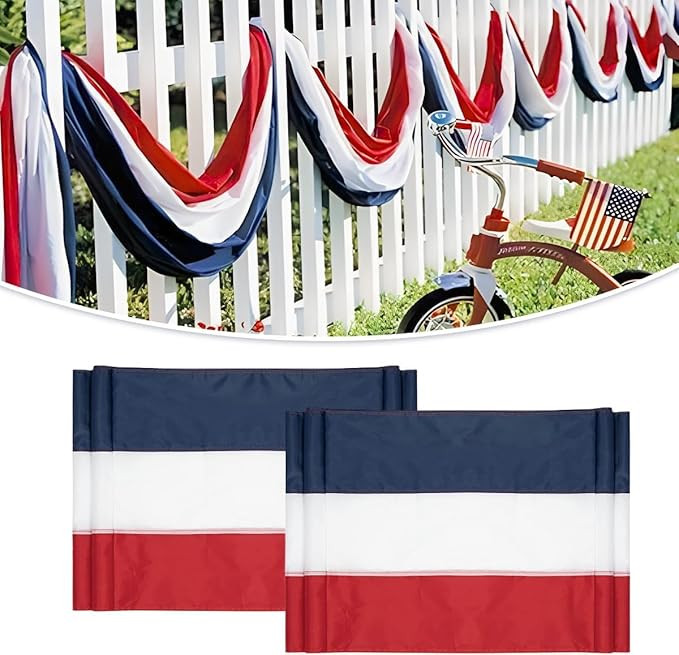 2 Pack American Bunting Banner 3x30 Ft 4th of July Bunting banner Patriotic Decorations – Red W... | Amazon (US)