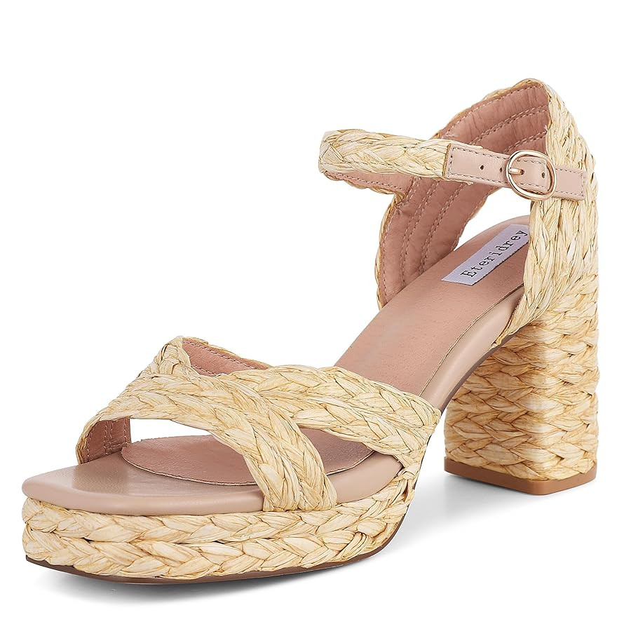 Eteridrey Women’s Espadrilles Platform Sandals Summer Chunky High Heel Sandals Open Toe Buckle ... | Amazon (US)