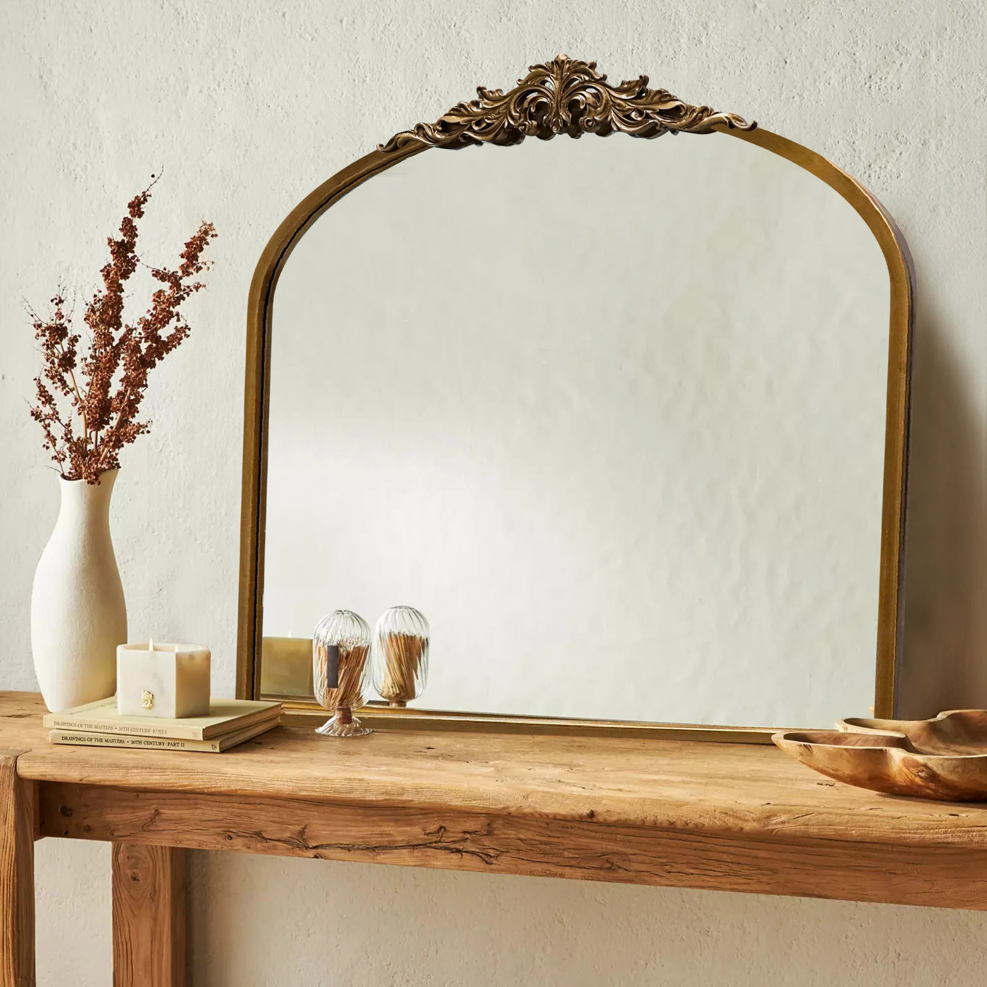 Winston Porter Vintage Antique Arched Baroque Fireplace Dresser Mirror | Wayfair | Wayfair North America