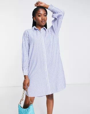 New Look oversized stripe shirt in blue | ASOS (Global)