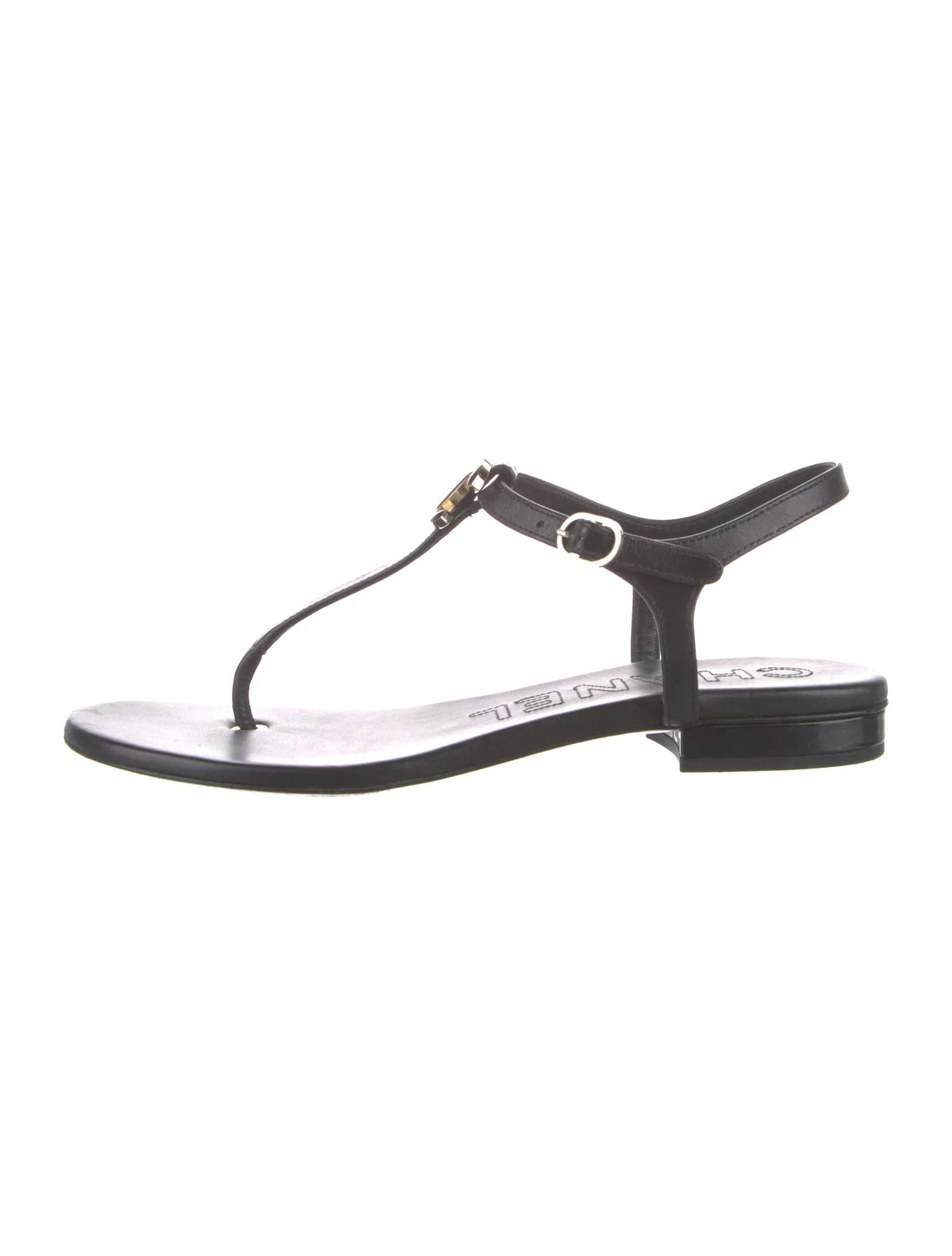 2024 Interlocking CC Logo T-Strap Sandals | The RealReal