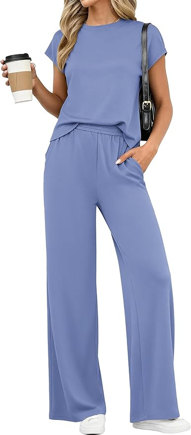 PRETTYGARDEN Womens 2 Piece Outfits Casual Cap Sleeve Lounge Set Summer Tracksuits Matching Sets ... | Amazon (US)