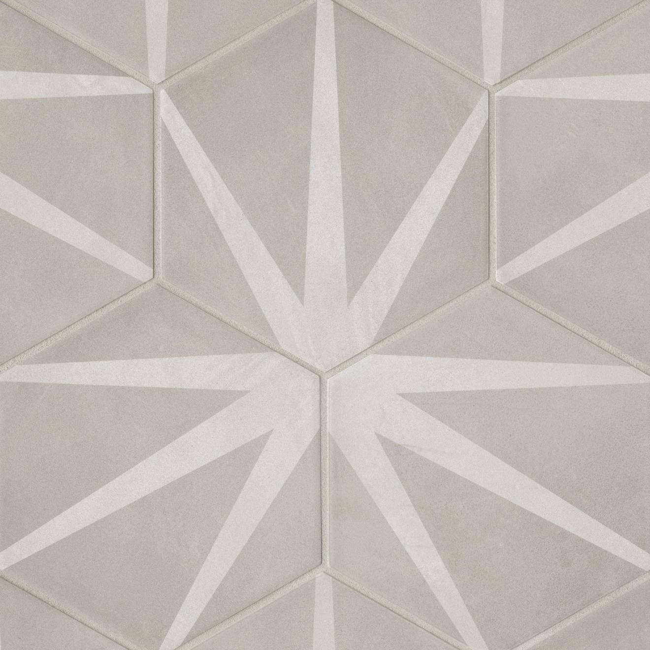 Allora 8.5" x 10" Matte Stella Hexagon Deco Porcelain Tile | Bedrosians Tile and Stone