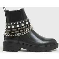 Little Mistress Black Embellished Chunky Chelsea Boots New Look Vegan | New Look (UK)