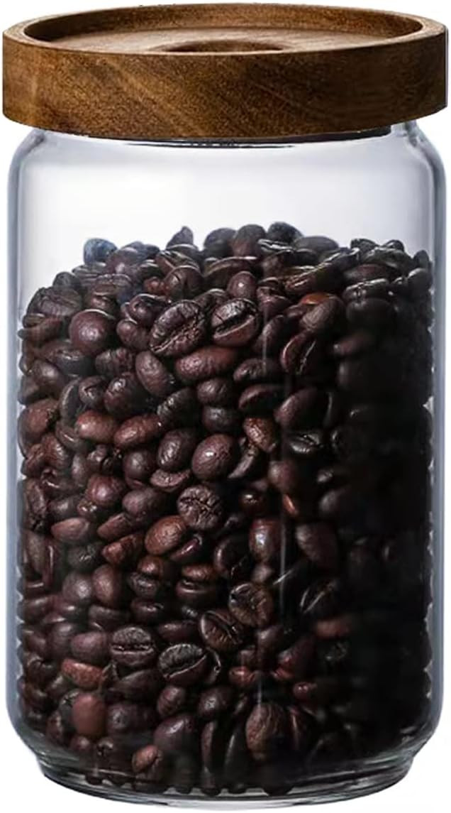 UKYLIN Glass Storage Jar with Wood Lid, Airtight Glass Food Jar Canister, Clear Kitchen Food Stor... | Amazon (US)