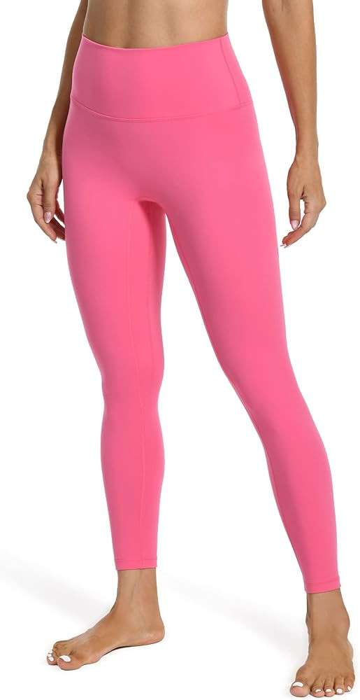 YUNOGA Women's High Waist Workout Leggings, No Front Seam Tummy Control Yoga Tight Pants 25" | Amazon (US)
