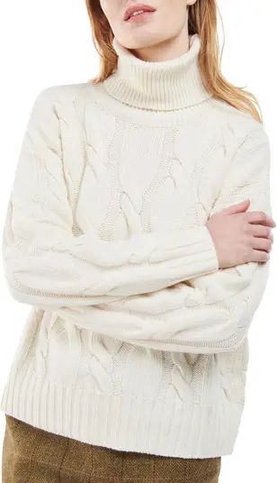 Barbour Pendula Cable Knit Wool Blend Turtleneck Sweater | Nordstrom | Nordstrom