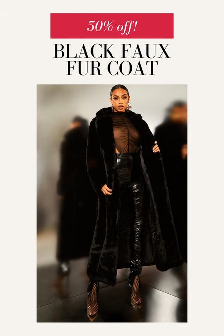 50% off black faux fur coat!! Mob wife aesthetic, black fur long coat, black coat, winter style 

#LTKsalealert #LTKSeasonal #LTKstyletip