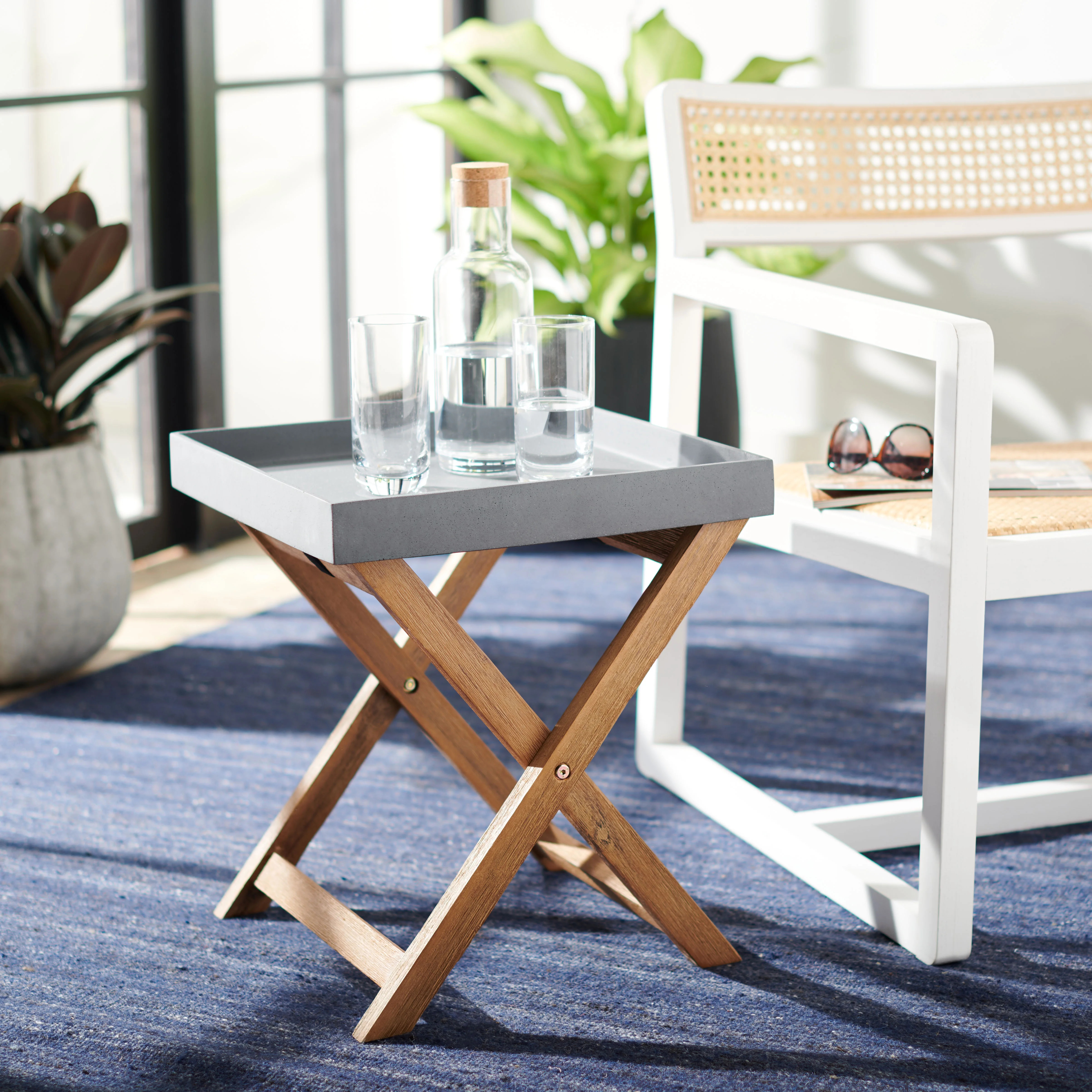 Safavieh Jarden Outdoor Patio Side Table, Natural/Grey - Walmart.com | Walmart (US)