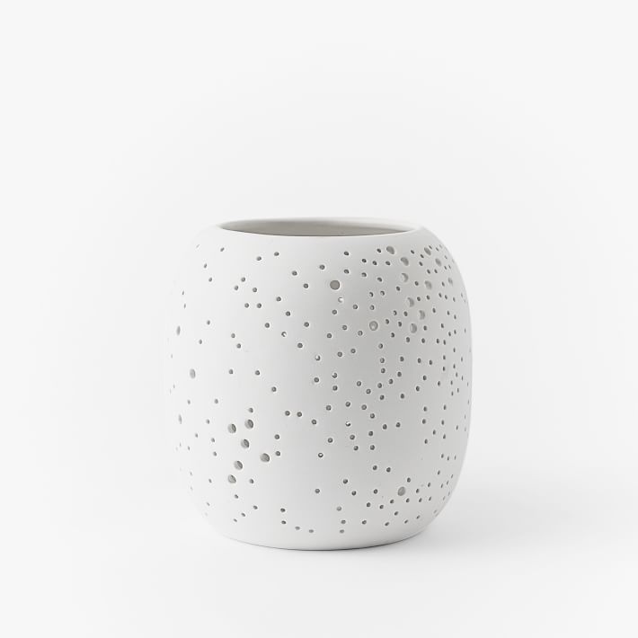 Pierced Porcelain Hurricanes &amp; Vases - Constellation | West Elm (US)