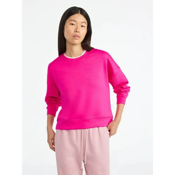 Scoop Women's and Women's Plus New Scubaknit Cropped Sweatshirt with Drop Sleeves, Sizes XS-4X | Walmart (US)