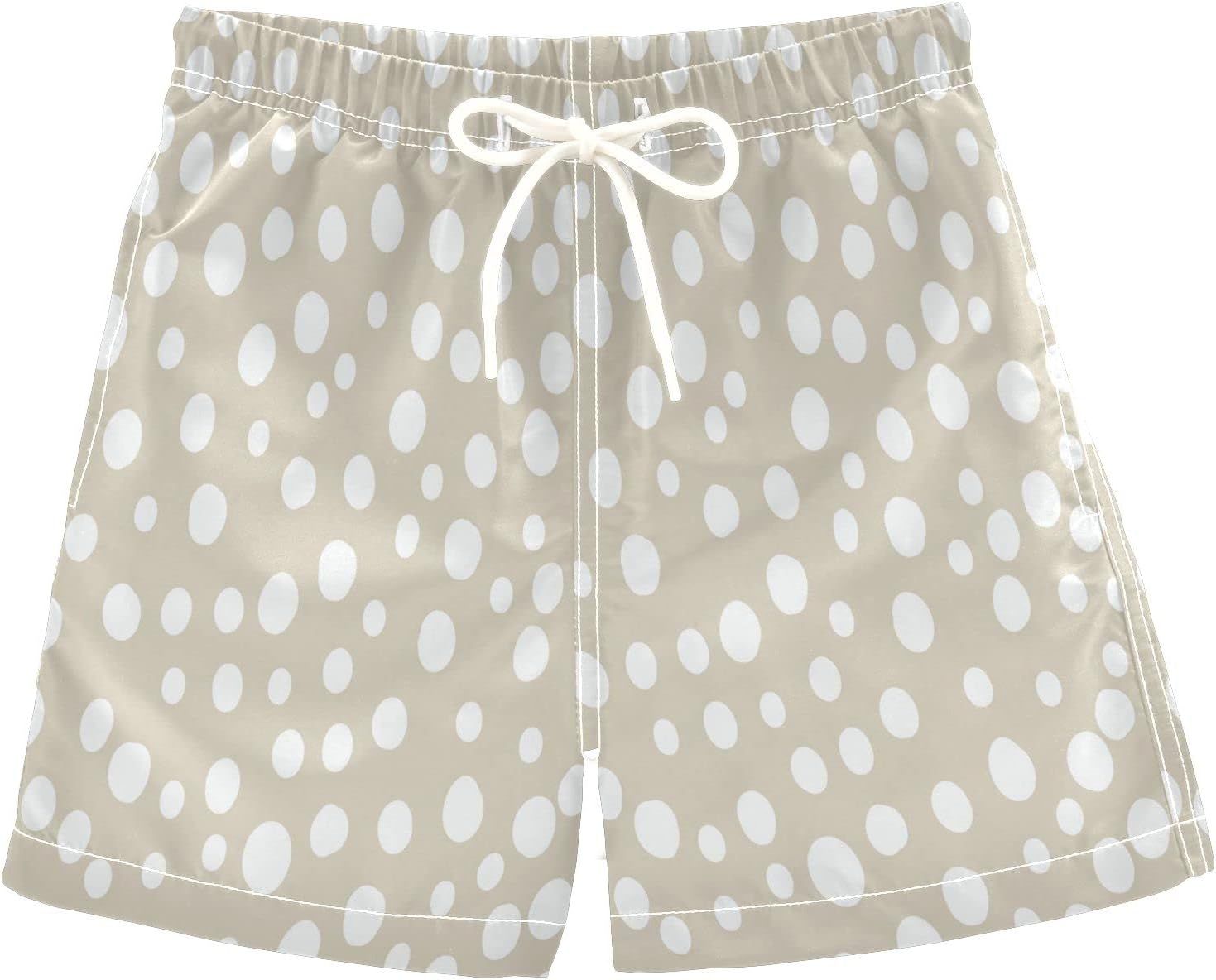 Beige White Polka Dot Boys Swim Trunks Toddler Swim Board Shorts Quick Dry Little Boy Swimwear Ba... | Amazon (US)