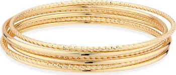 Set of 5 Mixed Texture Bangle Bracelets | Nordstrom