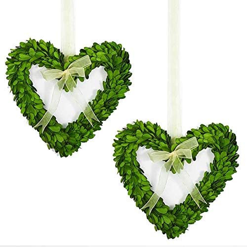BoxwoodValley Boxwood Wreath Preserved Heart Shape 8 Inch Set of 2, Valentine's Day Gift Door Wall H | Amazon (US)