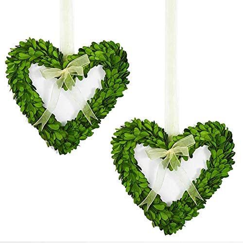 BoxwoodValley Boxwood Wreath Preserved Heart Shape 8 Inch Set of 2, Valentine's Day Gift Door Wall H | Amazon (US)