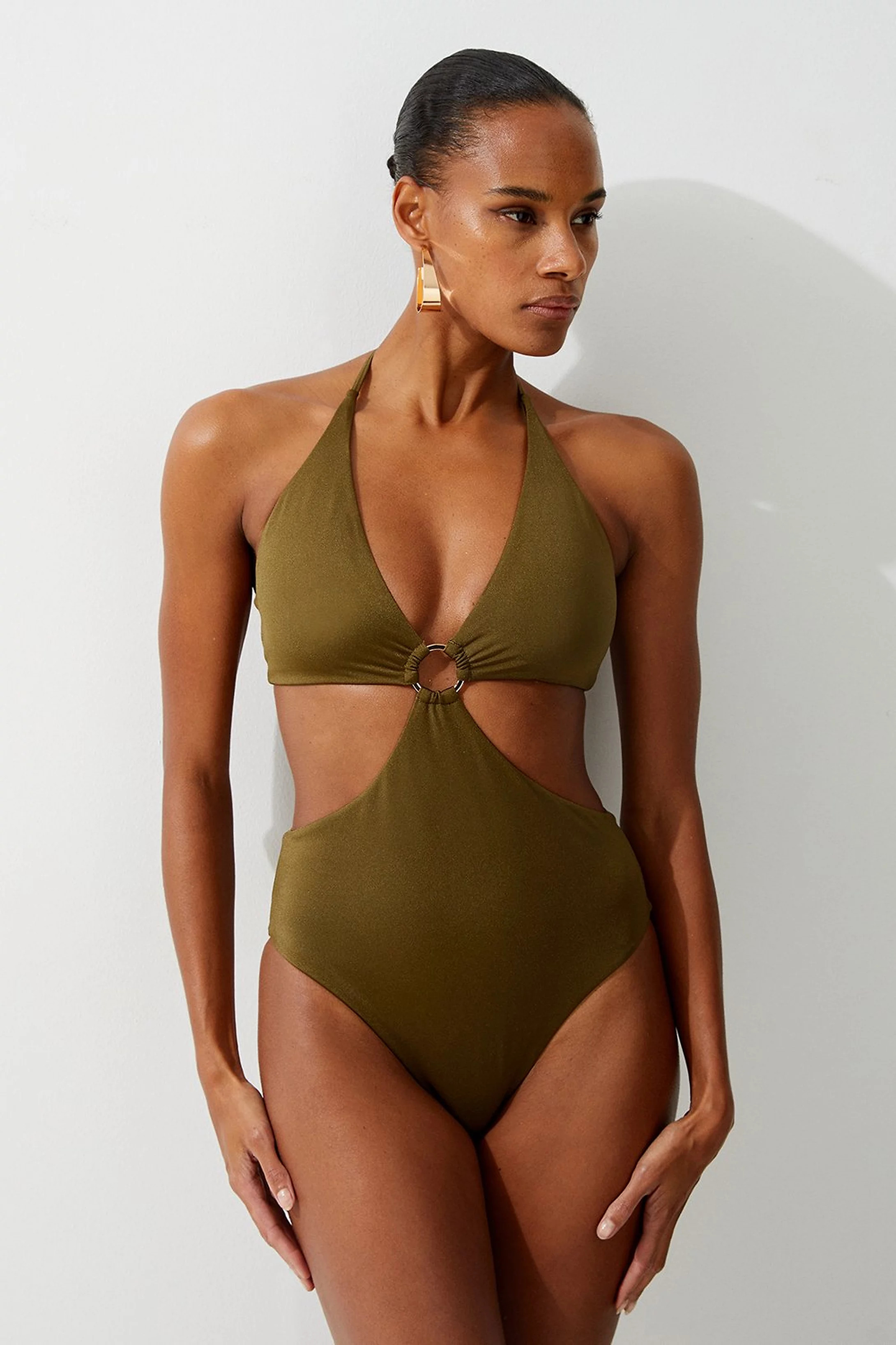 Slinky Cut Out Ring Detail Swimsuit | Karen Millen UK + IE + DE + NL