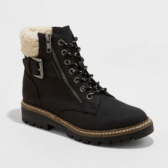 Women's Susan Sherpa Hiker Boots - Universal Thread™ Black | Target